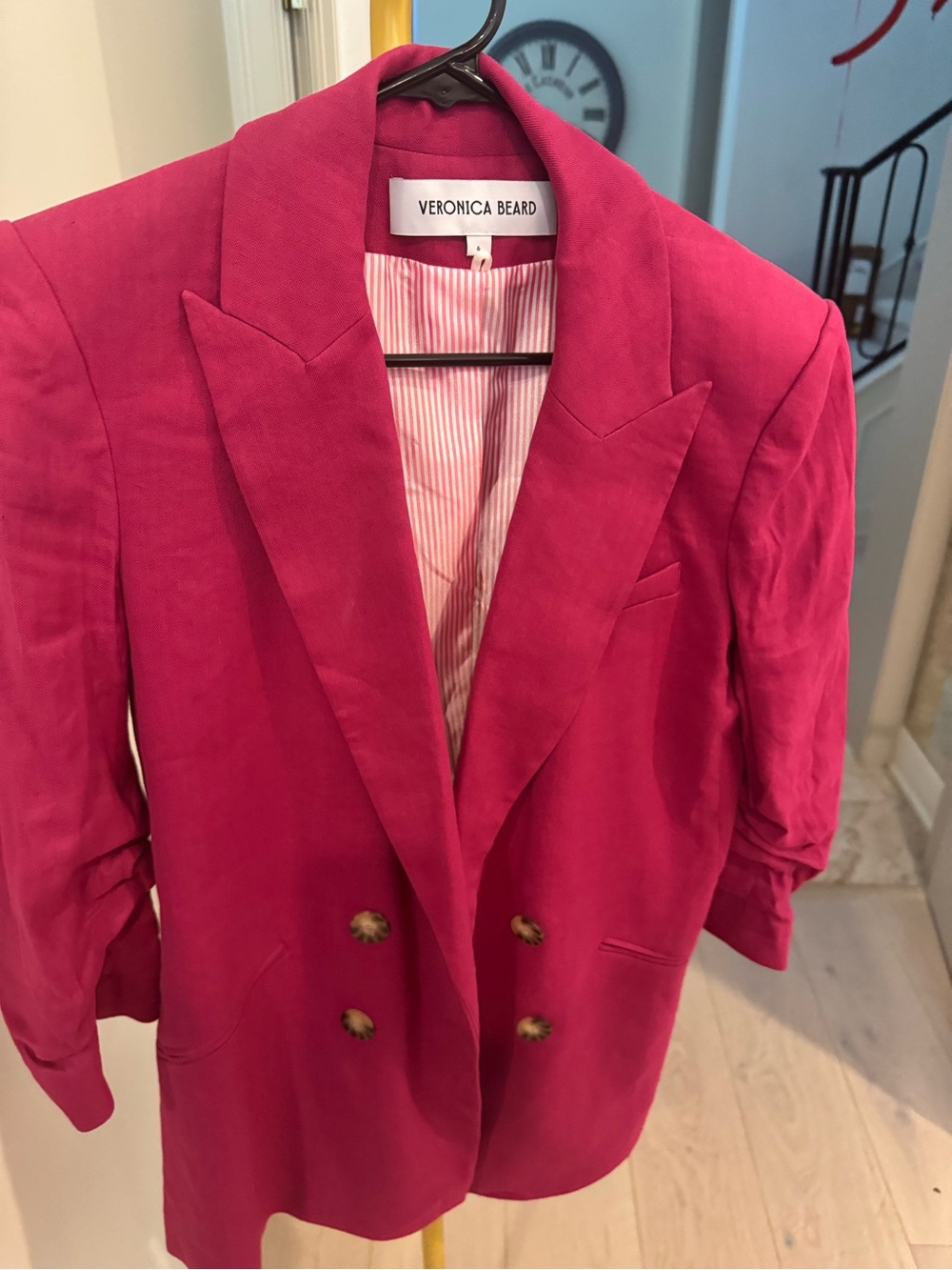 Veronica Beard Pink Double-Breasted Blazer